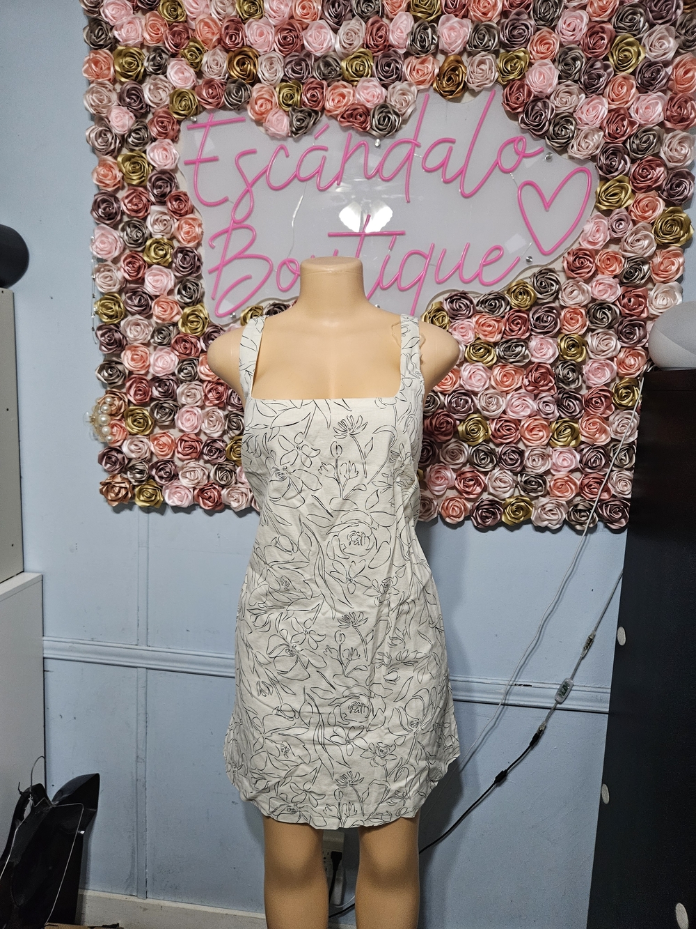 a new day Cream Floral Square-Neck Mini Dress